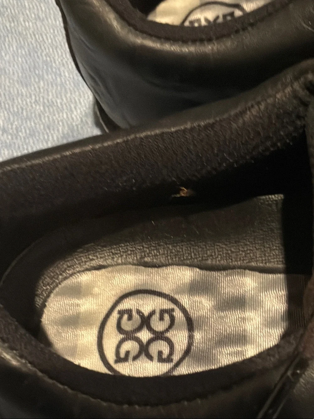 G/FORE Black Leather Embossed Skull Oxford Shoes with White Welt